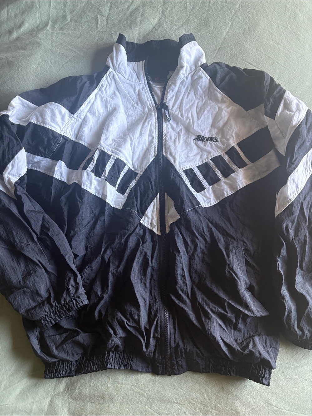 Vintage Brooks Black and White Colorblock Windbreaker Jacket